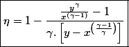 \boxed{\eta=1-\frac{\frac{y^{\gamma}}{x^{\left(\gamma-1\right)}}-1}{\gamma.\left[y-x^{\left(\frac{\gamma-1}{\gamma}\right)}\right]}}